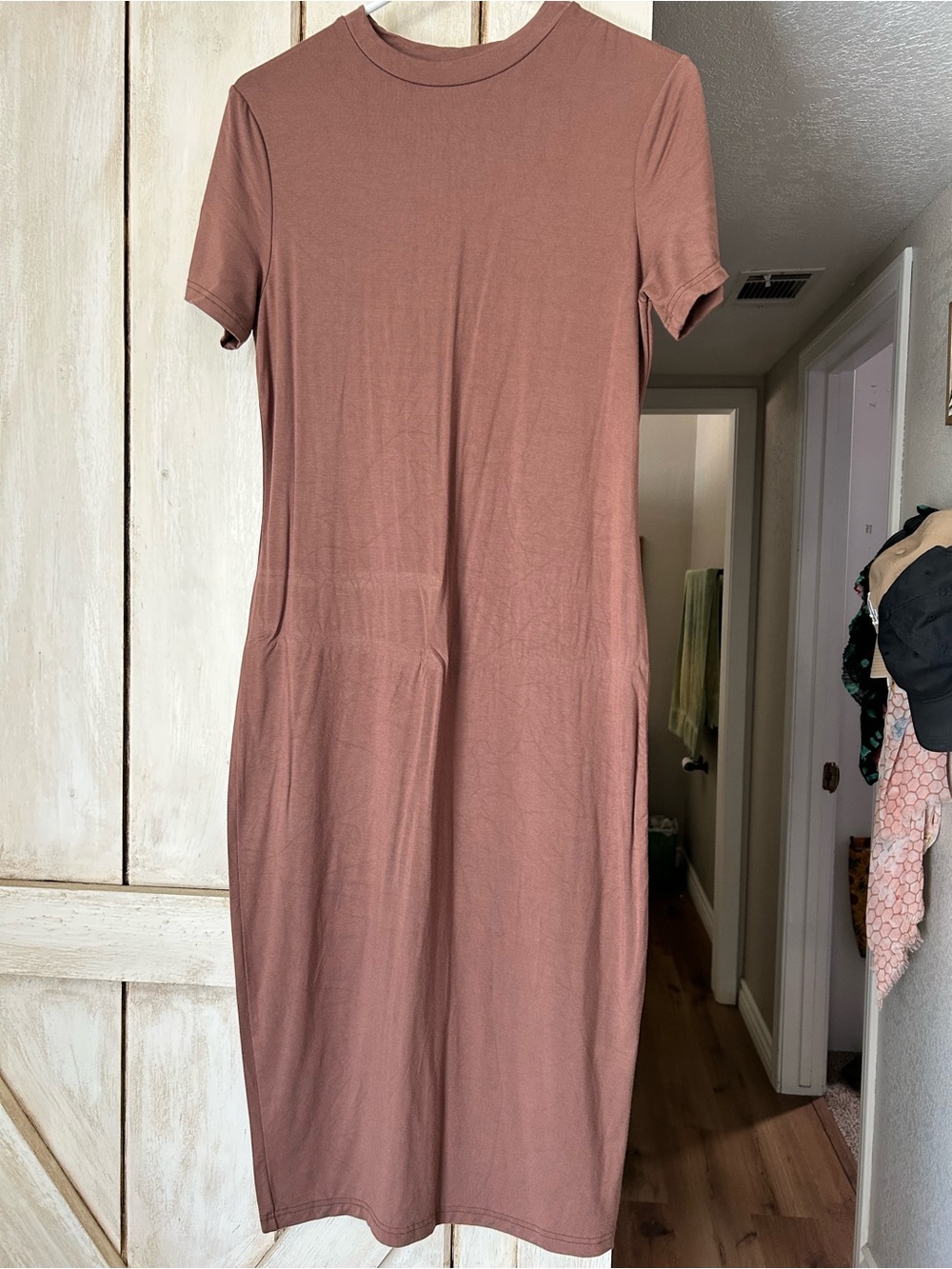 SHEIN Brown Short-Sleeve Midi T-Shirt Dress
